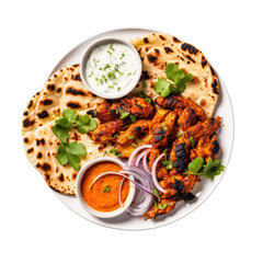 Tandoori Naan isolated on transparent background