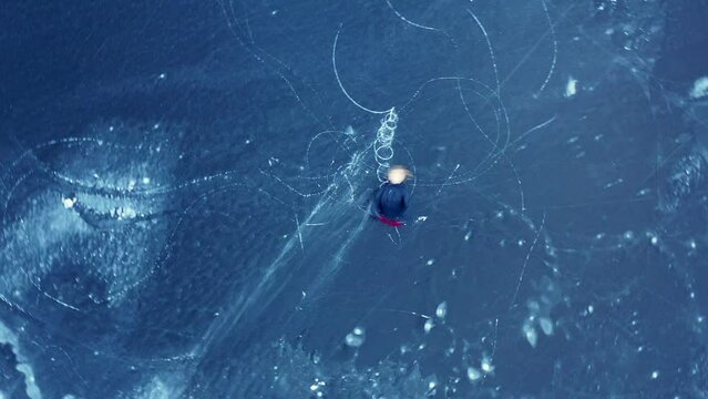 Figure skating, Arctic nature landscape in Unesco World Heritage Site, World of ice, Drone aerial top view video in 4k, Climate Change and Global Warming, Iceberg, An aerial view of Bay in Antarctica 