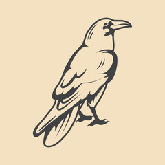 Crow Retro vector Stock Illustration