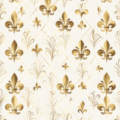 Luxury pattern with gold fleur de lis  - obrazy, fototapety, plakaty