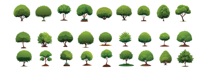 Collection of trees illustrations. Can be used to illustrate any nature or healthy lifestyle topic.