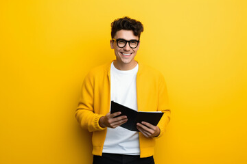 portrait of a man against a yellow background
