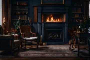 fireplace with christmas decorations