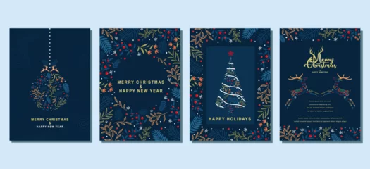 Foto op Plexiglas Christmas and New Year greeting cards set. Modern vector illustration concepts for greeting card  website and mobile website banner party invitation card  posters  social media banners © ayub