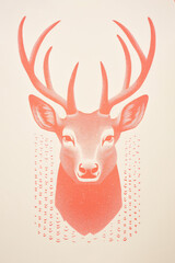 Abstract trendy portrait of a festive reindeer. Simple flat illustration design
