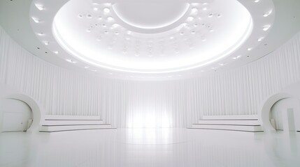 White luxury Stage of auditorium with marble floor.AI generated image