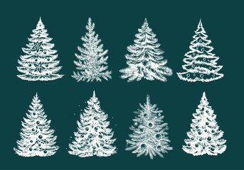Christmas tree set hand drawn illustration	
