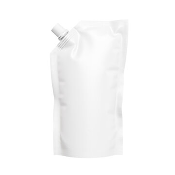 a white doypack packaging isolated on a white background