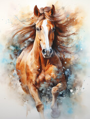 A watercolor painting of horse.