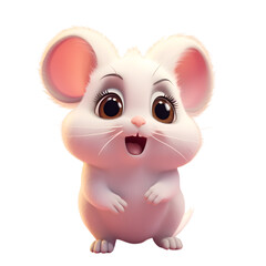 Obraz na płótnie Canvas cute white and pink mouse smiling