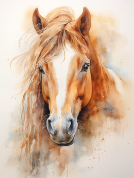 A watercolor painting of horse.