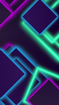 Animated background in bright colors. Background with neon lines. Colorful template. Loop stock video.