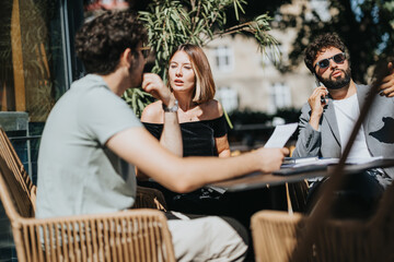 Successful Business Team Discussing New Opportunities in Urban City