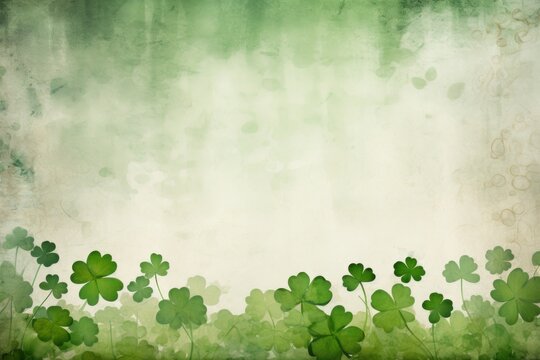 This watercolor background boasts a spread of vibrant clover leaves, setting the tone for St. Patrick's festivities.