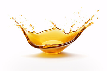 A drop of honey, serum, or oil is isolated on a pristine white surface. - obrazy, fototapety, plakaty