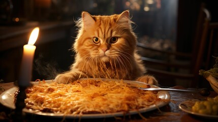 Garfield's Voracious Lasagna Feast at Italian Restaurant