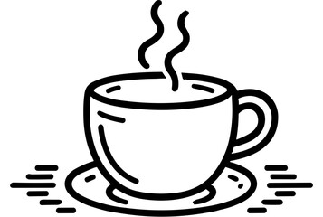 Coffee Cup Icon Illustrations in Black and White, Handdrawn