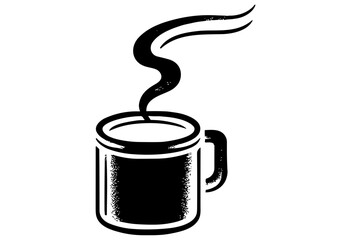 Coffee Cup Icon Illustrations in Black and White, Handdrawn