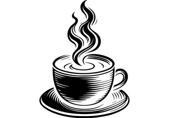 Coffee Cup Icon Illustrations in Black and White, Handdrawn