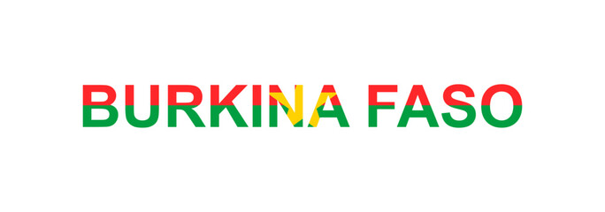 Letters Burkina Faso in the style of the country flag. Burkina Faso word in national flag style.