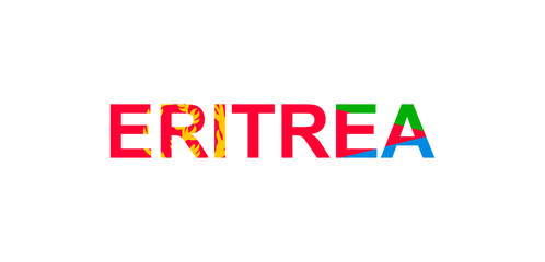 Letters Eritrea in the style of the country flag. Eritrea word in national flag style.