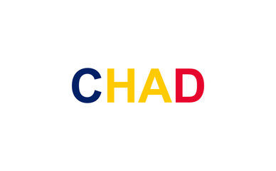 Letters Chad in the style of the country flag. Chad word in national flag style.