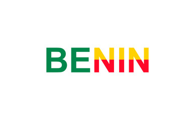 Letters Benin in the style of the country flag. Benin word in national flag style.