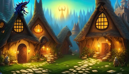 Fototapeta premium a fairy tale landscape with fairy creatures suitable as a background