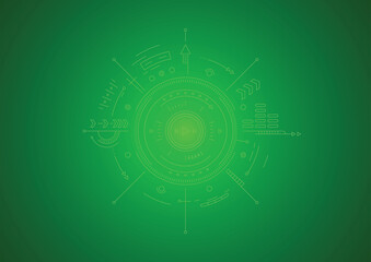 Obraz premium technological background on green background. abstract futuristic background. technological interface