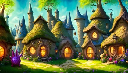 Fototapeta premium a fairy tale landscape with fairy creatures suitable as a background