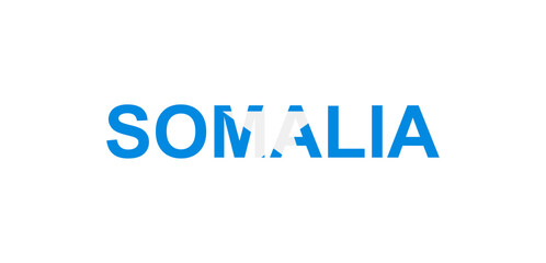Letters Somalia in the style of the country flag. Somalia word in national flag style.
