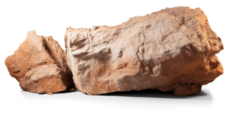 brown heavy rock, png file of isolated cutout object on transparent background with shadow