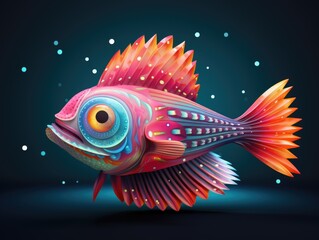 A brightly colored fish with a big eye