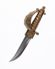 short golden sword isolated on white background