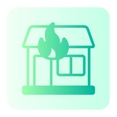 house on fire gradient icon