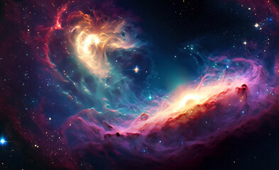 Obraz premium Space background with swirling galaxies with Generative AI 