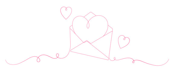 Envelope love line art style. Married, valentine element vector.	