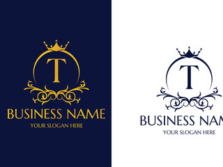 Letter  T Luxury Logo, Creative Crown Logo Icon Vector Design