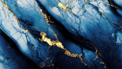 blue marble with gold effects © Wiktoria