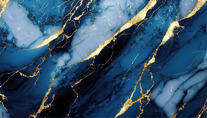 blue marble with gold effects © Wiktoria
