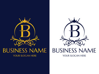 Letter B Luxury Logo, Creative Crown Logo Icon Vector Design