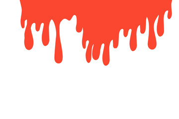  red paint dripping on white background. Paint drips on transparent background
