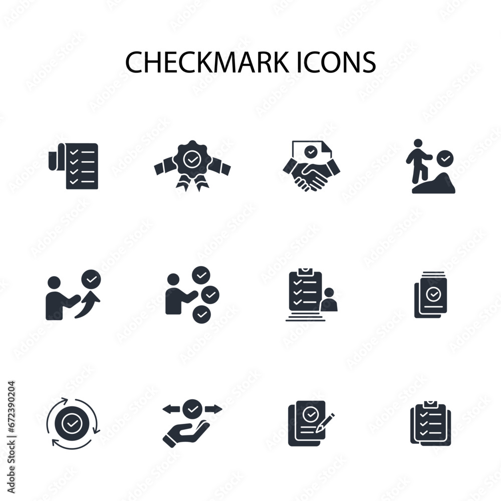 Poster checkmark icon set.vector.editable stroke.linear style sign for use web design,logo.symbol illustrat