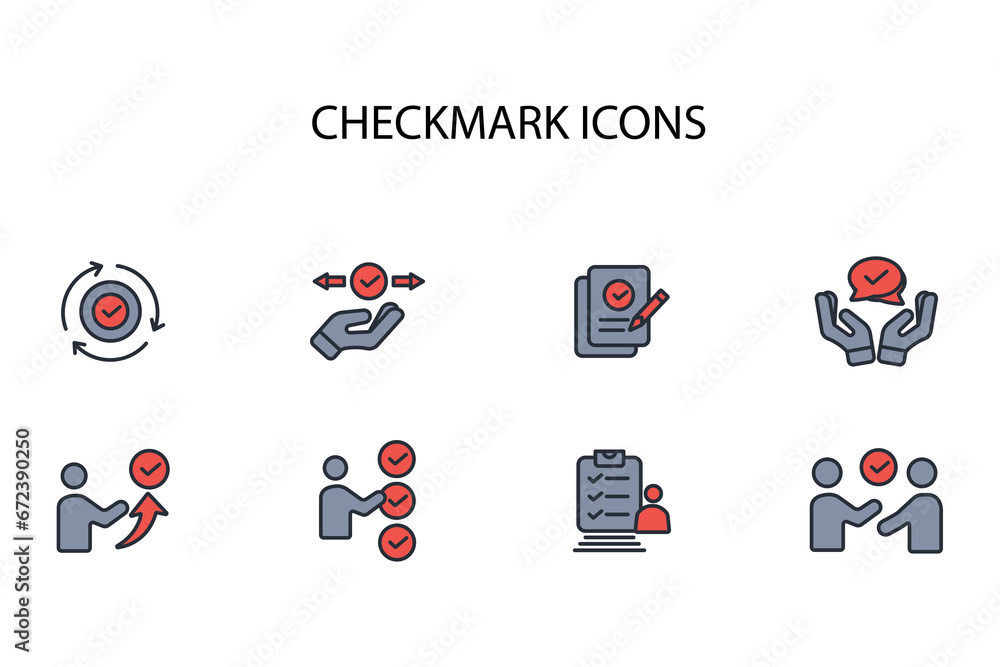 Poster checkmark icon set.vector.editable stroke.linear style sign for use web design,logo.symbol illustrat