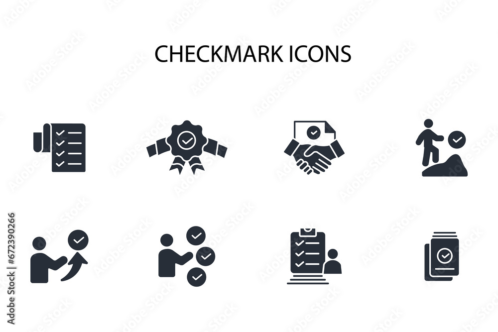 Poster checkmark icon set.vector.editable stroke.linear style sign for use web design,logo.symbol illustrat