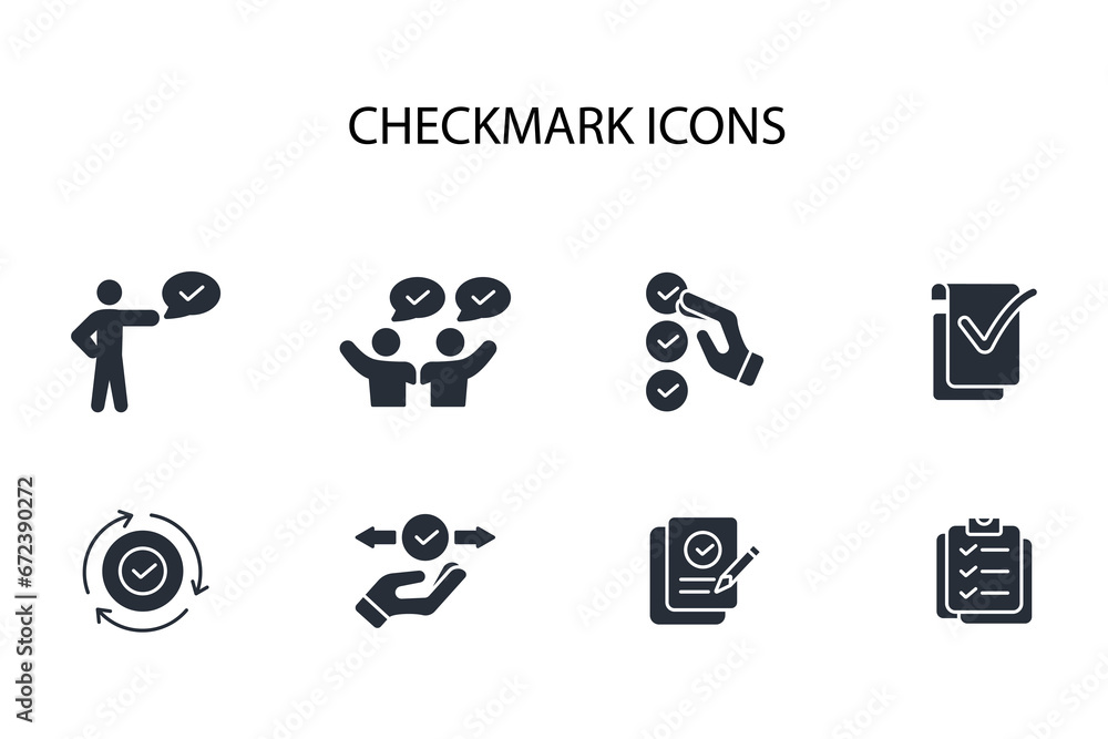 Poster checkmark icon set.vector.editable stroke.linear style sign for use web design,logo.symbol illustrat