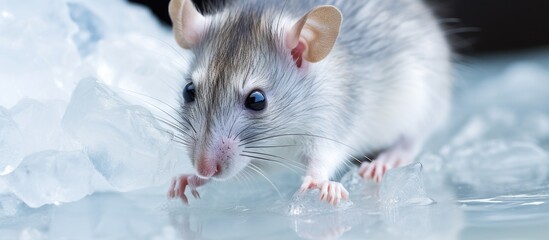 A rodent consuming frozen water