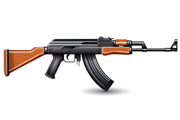 Rare first model AK - 47 assault rifle isolated on white. Neural network AI generated art - obrazy, fototapety, plakaty