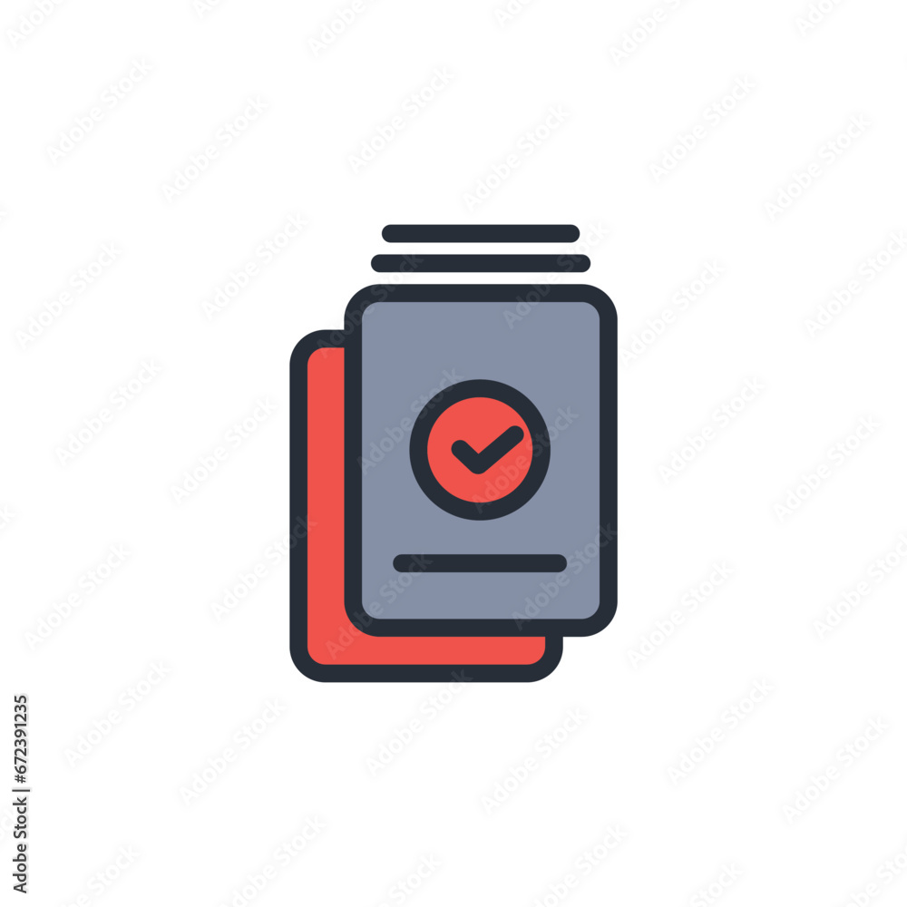 Poster check icon. vector.editable stroke.linear style sign for use web design,logo.symbol illustration.