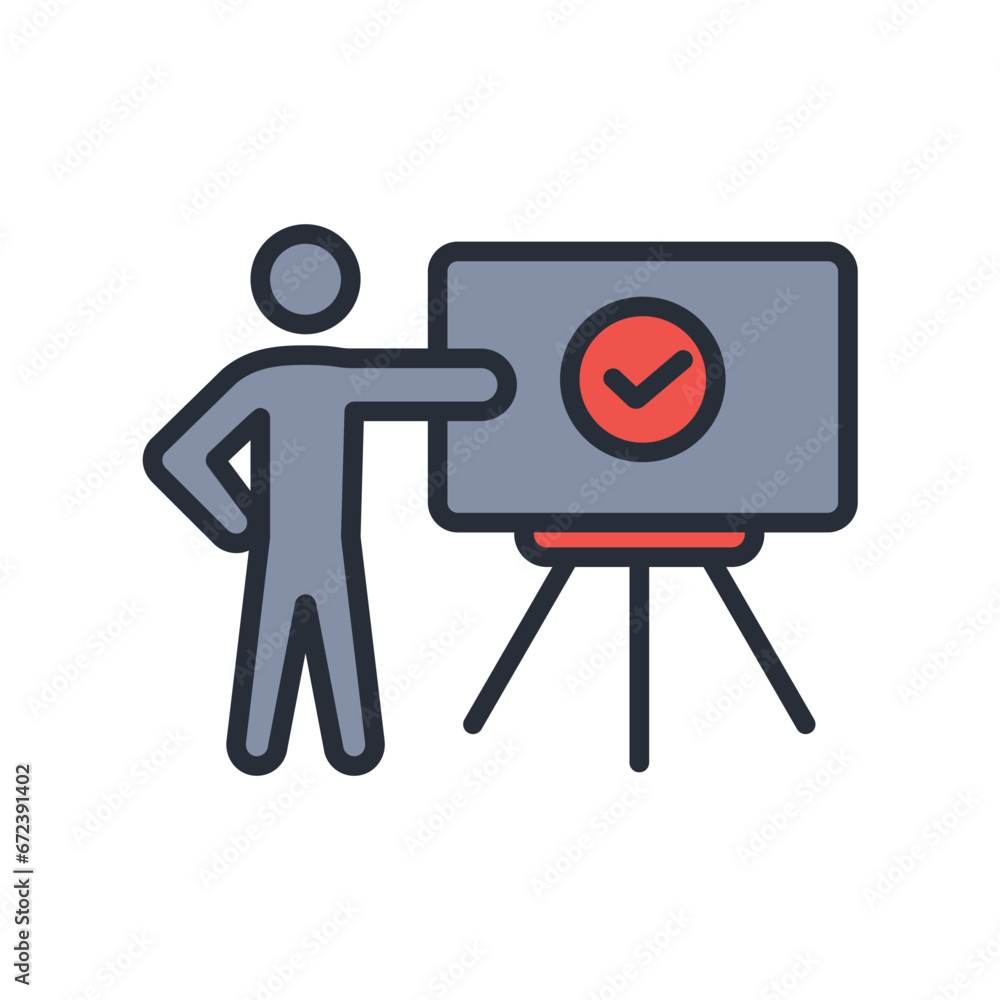 Poster correct icon. vector.editable stroke.linear style sign for use web design,logo.symbol illustration.